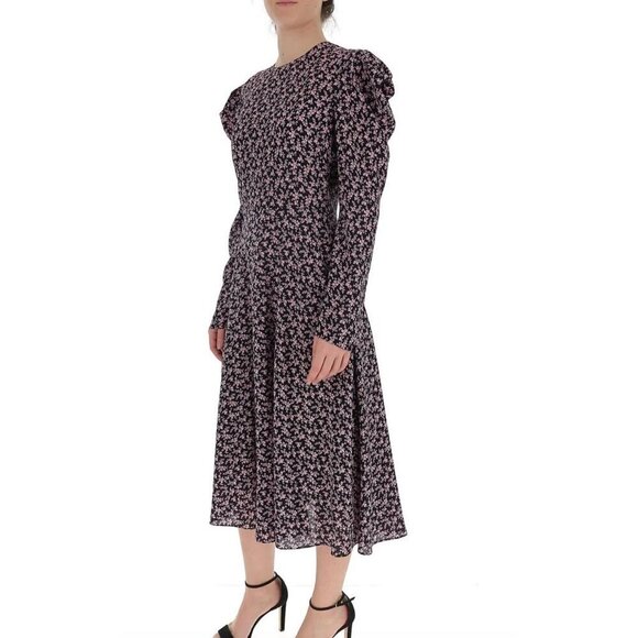 Philosophy Di Lorenzo Serafini Printed Midi Floral Pink Silk Dress SZ 0 - Picture 3 of 12